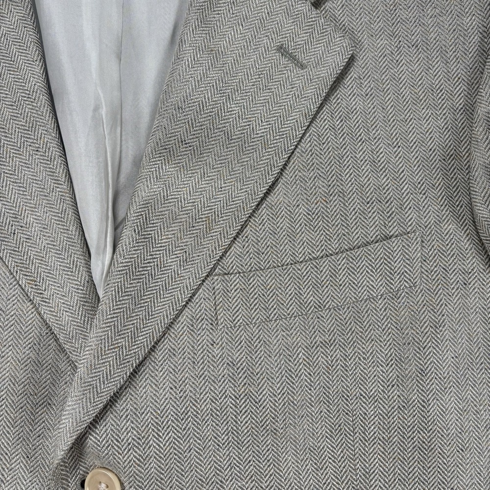 Salvatore Ferragamo 100% Silk Herringbone Blazer Sport Coat Size 54 IT 44R US - Picture 5 of 16